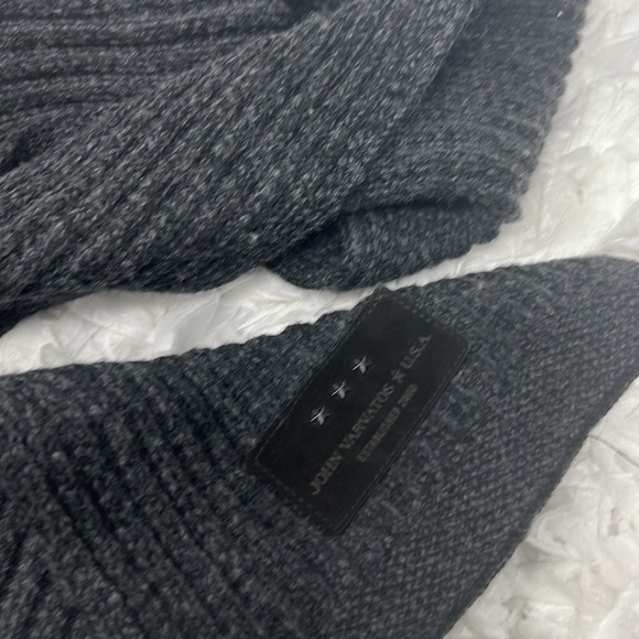 john varvatos merino wool knit scarf Men’s Size 74”L X 7” Wide charcoal Grey - Picture 6 of 7